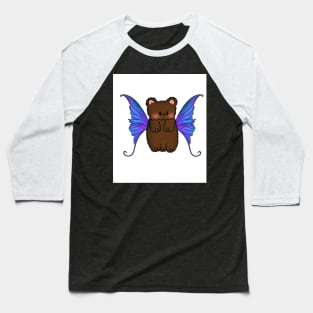 Fairy Teddy Bear with Blue, Teal and Purple  Wings Baseball T-Shirt